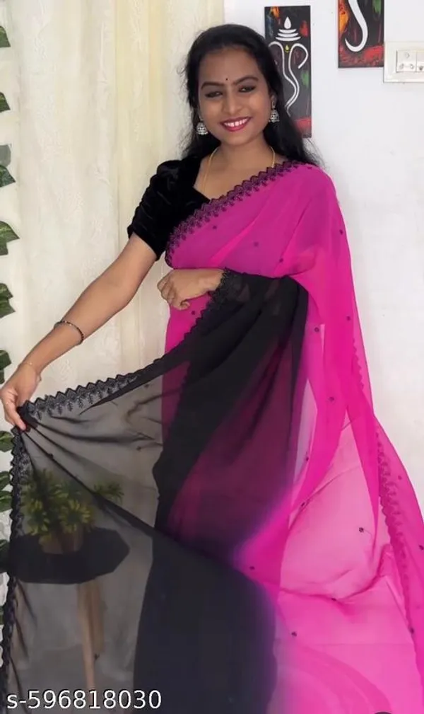 Pink_Georgette_Viscose_Saree_For_Women
