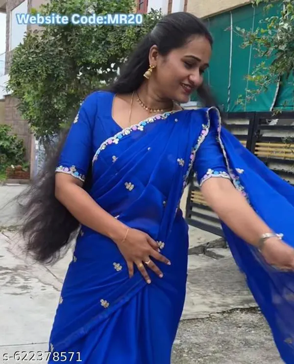 Blue_Georgette_Viscose_Saree_For_Women