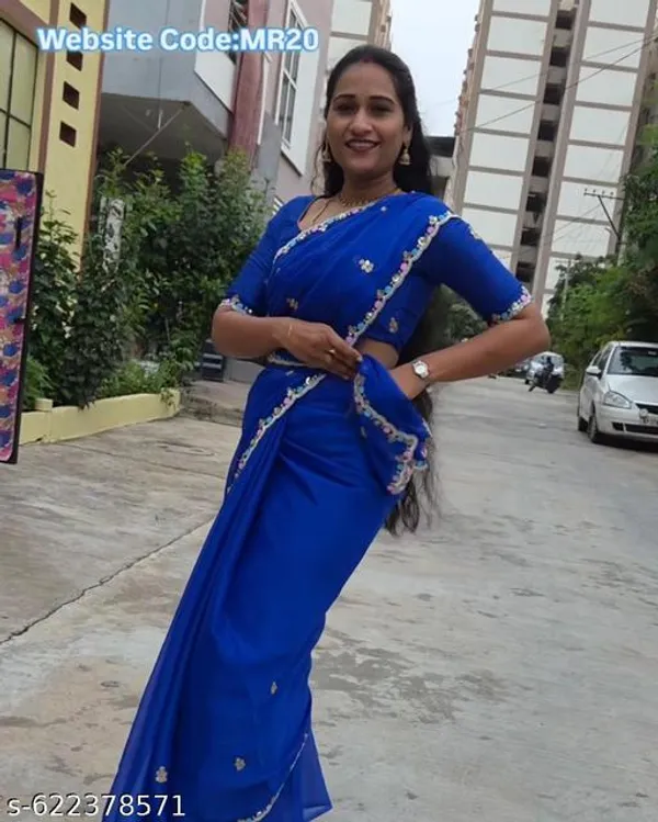 Blue_Georgette_Viscose_Saree_For_Women