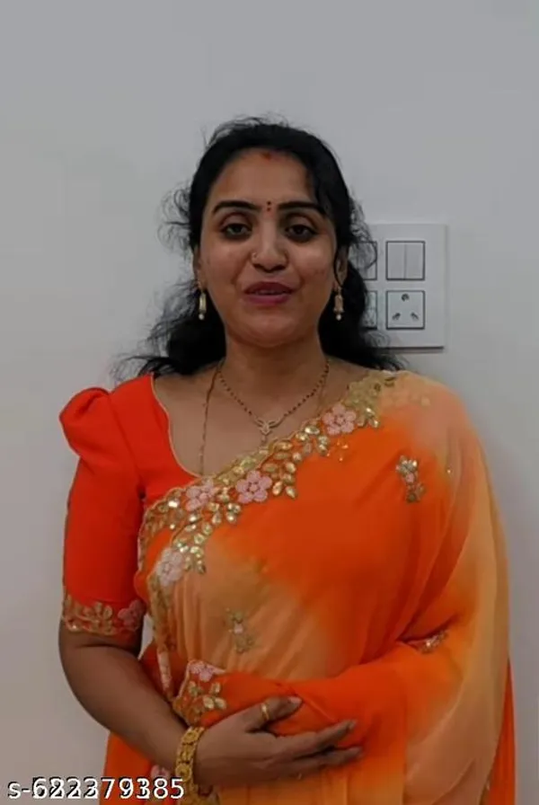 Orange_Georgette_Viscose_Saree_For_Women