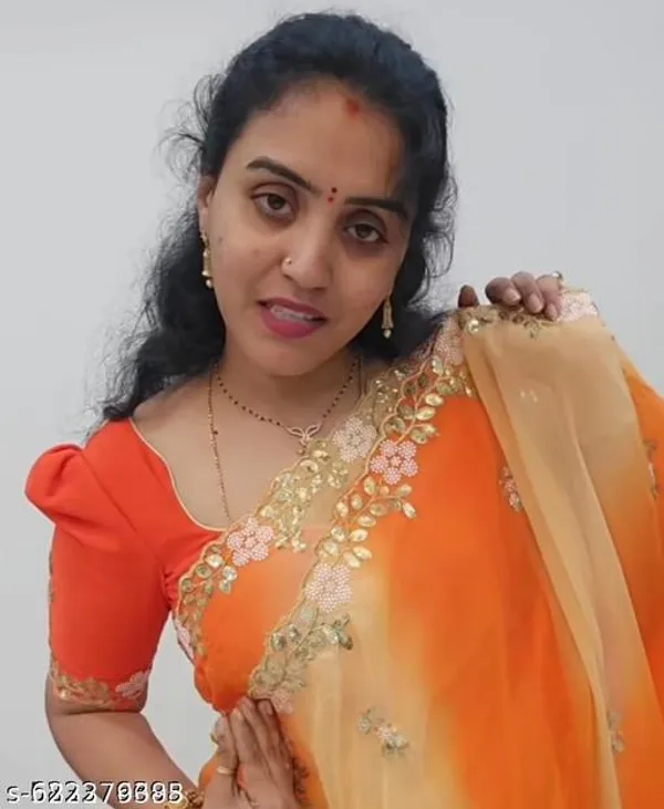 Orange_Georgette_Viscose_Saree_For_Women