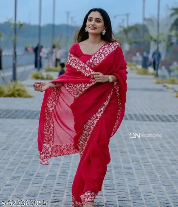 Magenta_Georgette_Viscose_Saree_For_Women