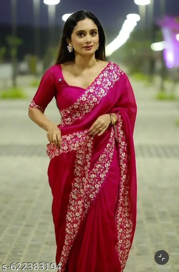 Red_Georgette_Viscose_Saree_For_Women