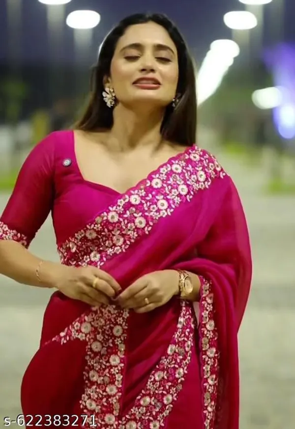 Red_Georgette_Viscose_Saree_For_Women