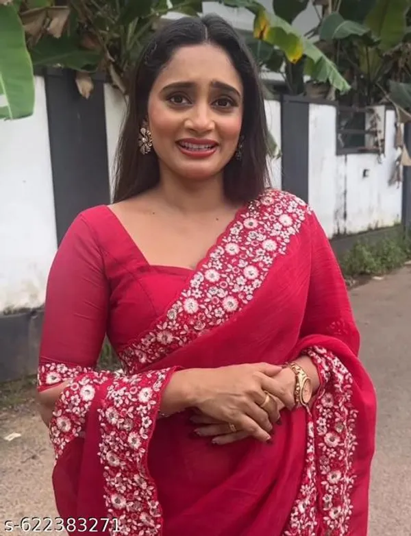 Red_Georgette_Viscose_Saree_For_Women