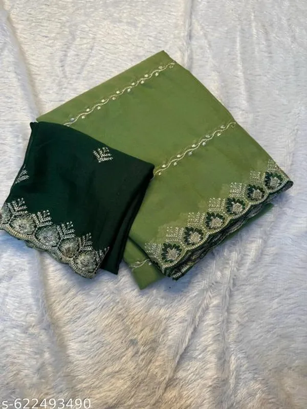 Green_Georgette_Viscose_Saree_For_Women