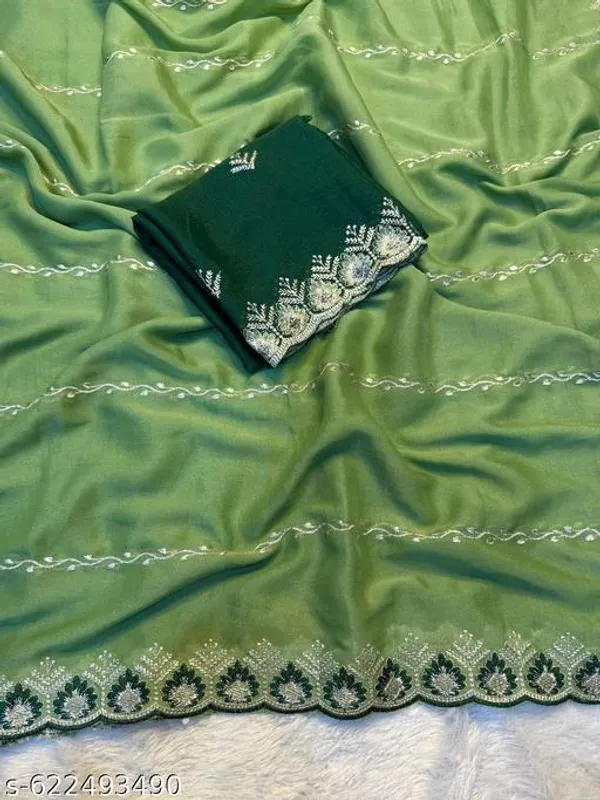 Green_Georgette_Viscose_Saree_For_Women