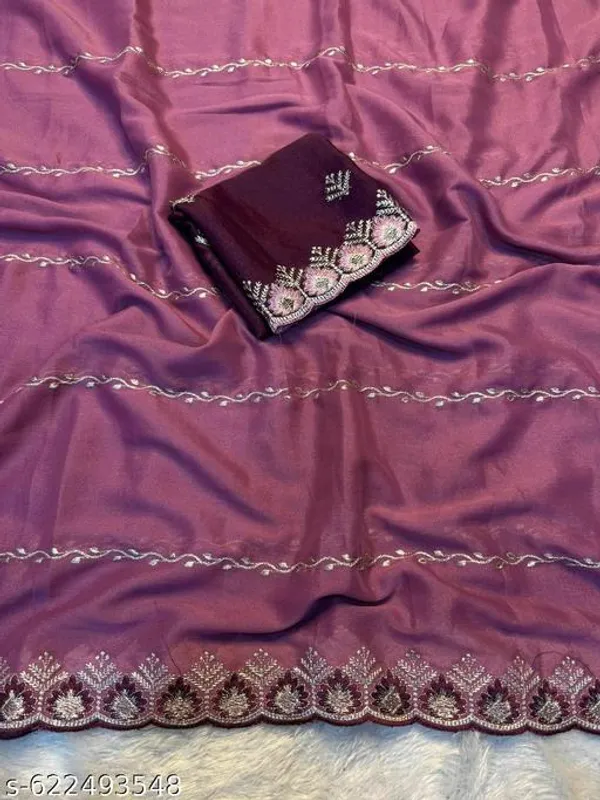 Maroon_Georgette_Viscose_Saree_For_Women