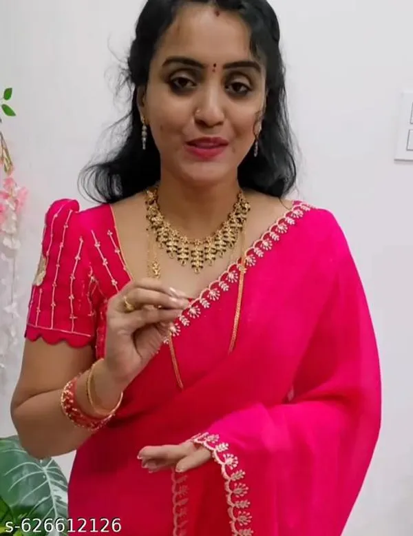 Pink_Georgette_Viscose_Saree_For_Women