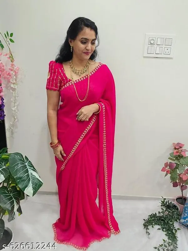 Pink_Georgette_Viscose_Saree_For_Women