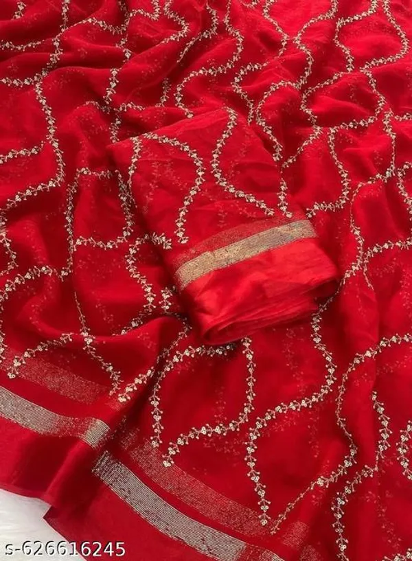 Red_Georgette_Viscose_Saree_For_Women