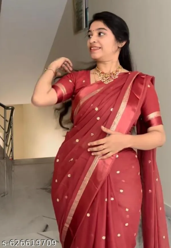 Peach_Georgette_Viscose_Saree_For_Women