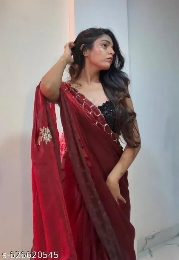 Maroon_Georgette_Viscose_Saree_For_Women