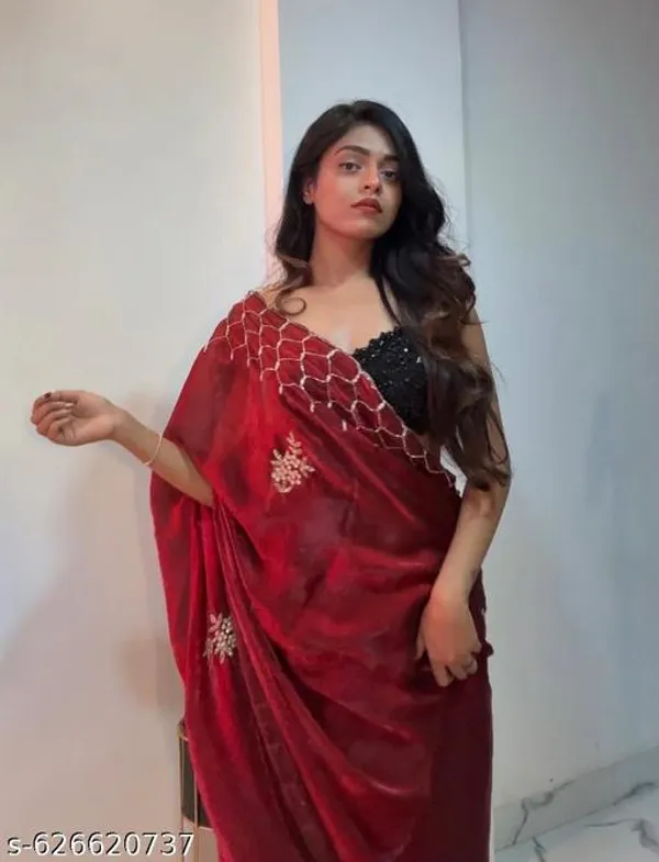Maroon_Georgette_Viscose_Saree_For_Women