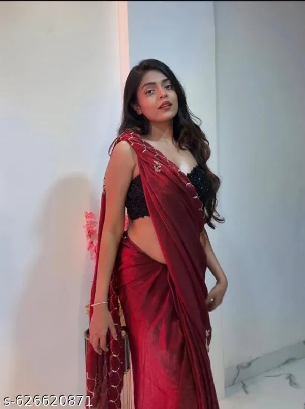 Maroon_Georgette_Viscose_Saree_For_Women