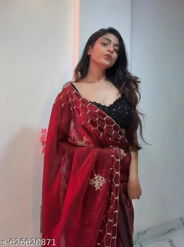 Maroon_Georgette_Viscose_Saree_For_Women