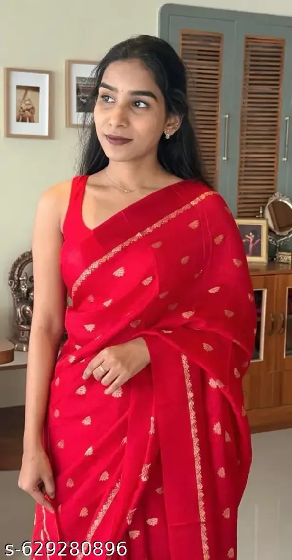Red_Georgette_Viscose_Saree_For_Women