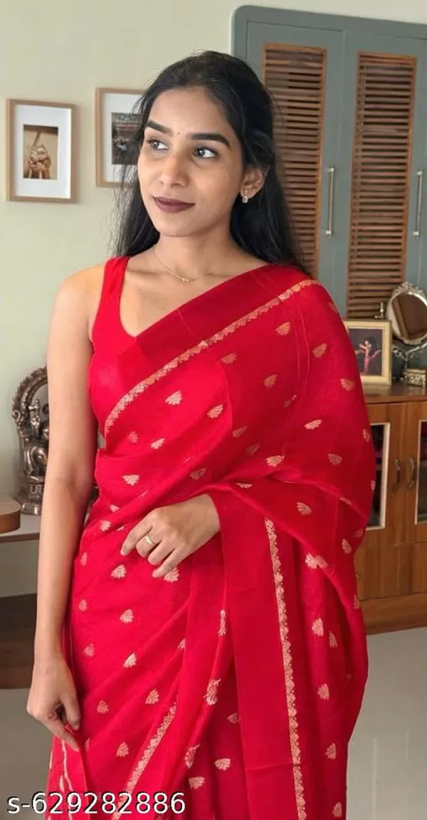 Red_Georgette_Viscose_Saree_For_Women