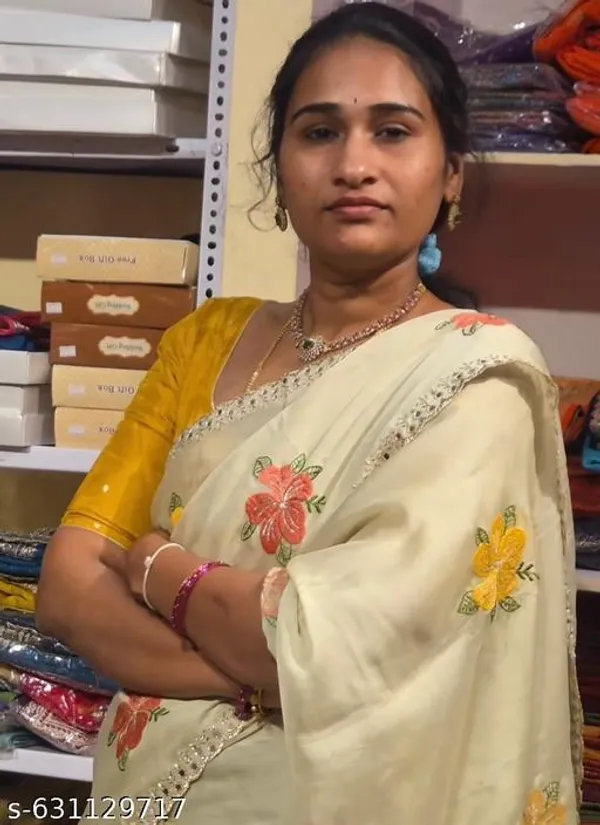 White_Georgette_Viscose_Saree_For_Women