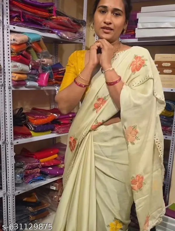 White_Georgette_Viscose_Saree_For_Women