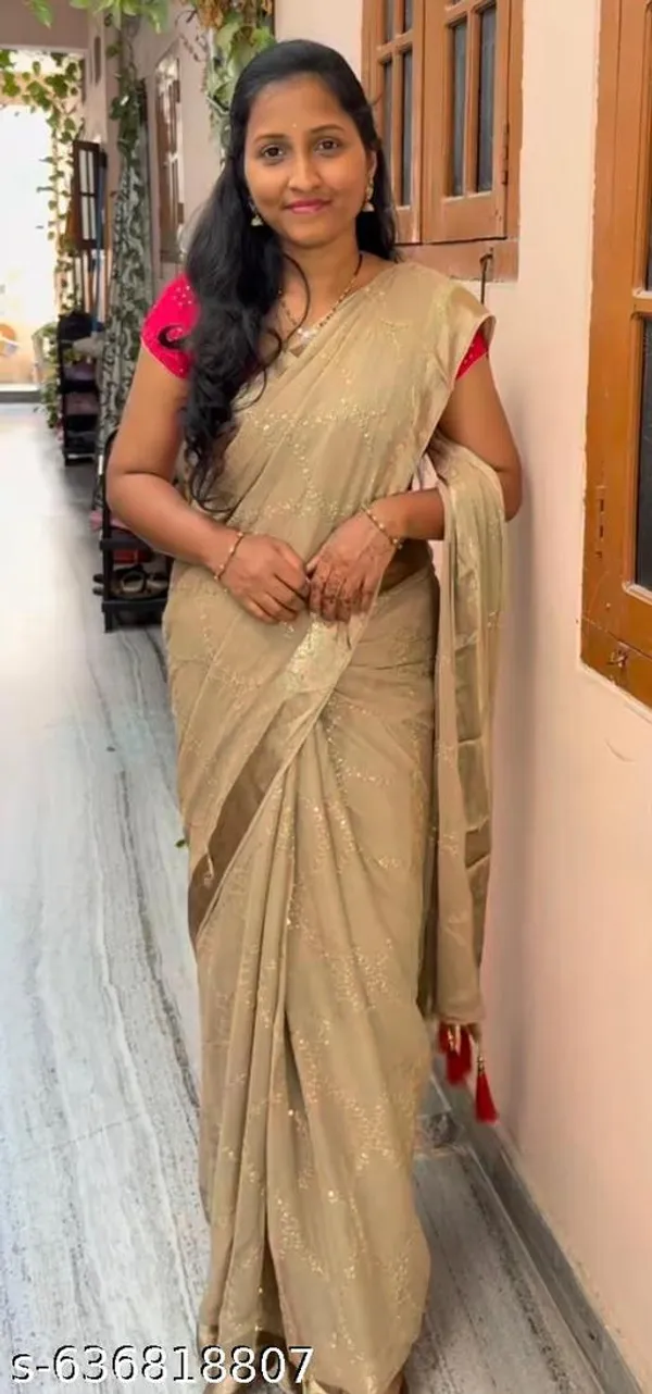 Beige_Georgette_Viscose_Saree_For_Women