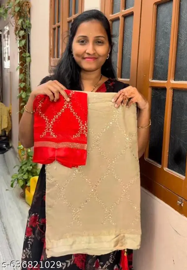 Off_White_Georgette_Viscose_Saree_For_Women