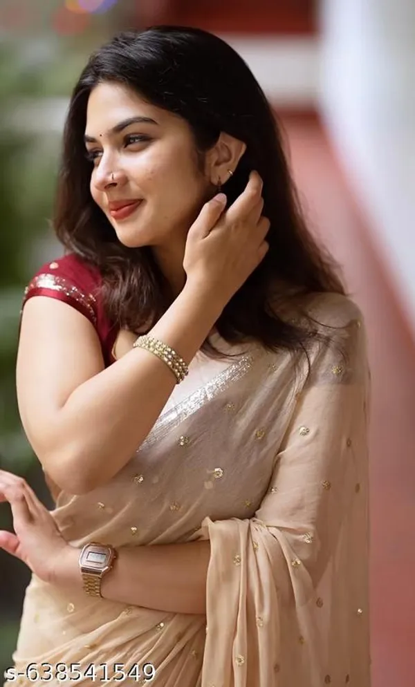 Beige_Georgette_Viscose_Saree_For_Women