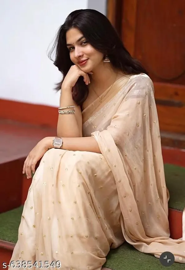 Beige_Georgette_Viscose_Saree_For_Women