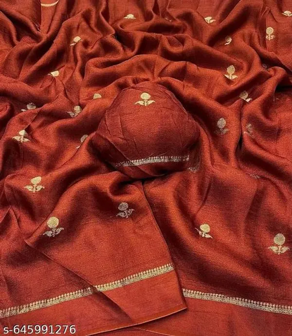 Rust_Georgette_Viscose_Saree_For_Women