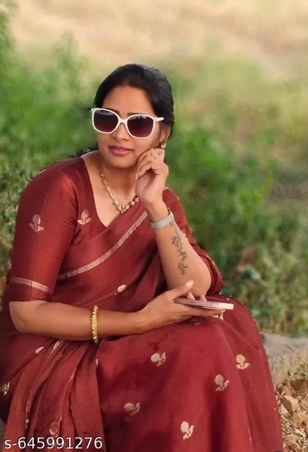 Rust_Georgette_Viscose_Saree_For_Women