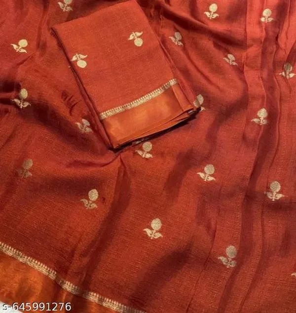Rust_Georgette_Viscose_Saree_For_Women