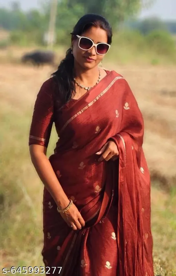 Brown_Georgette_Viscose_Saree_For_Women