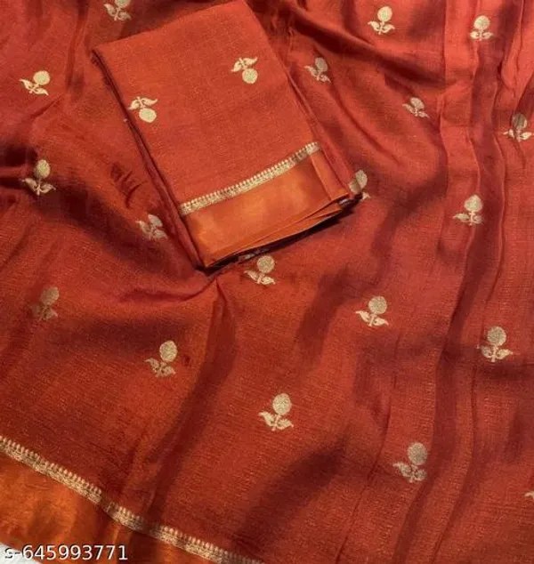 Rust_Georgette_Viscose_Saree_For_Women