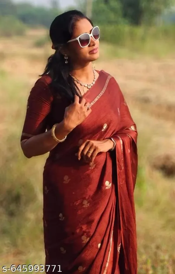 Rust_Georgette_Viscose_Saree_For_Women