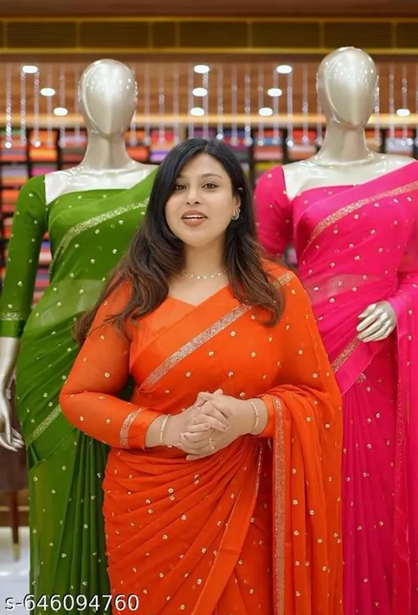 Orange_Georgette_Viscose_Saree_For_Women
