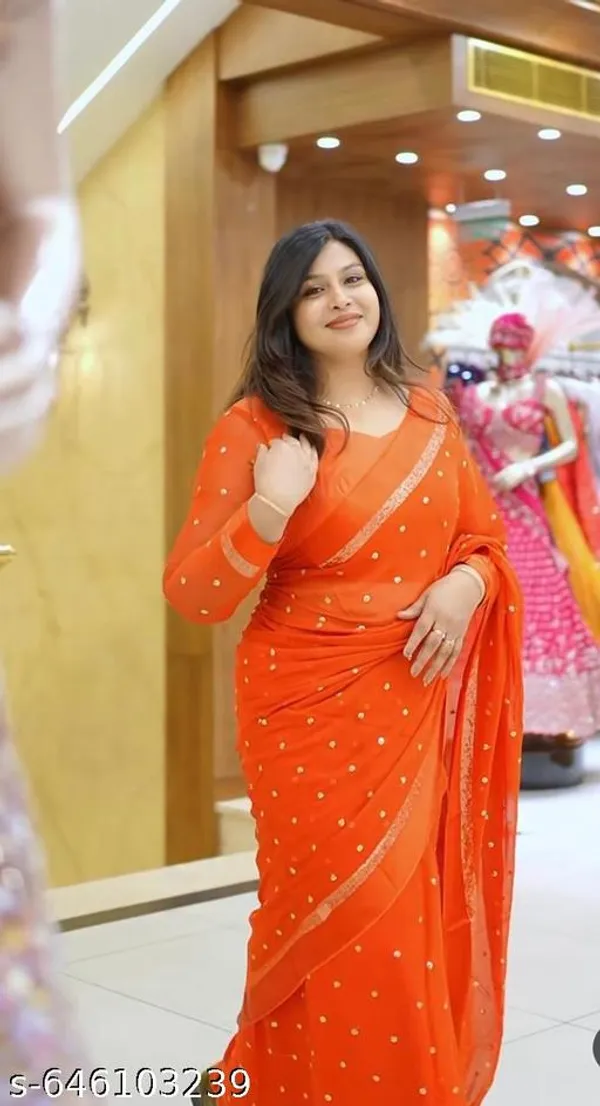 Orange_Georgette_Viscose_Saree_For_Women