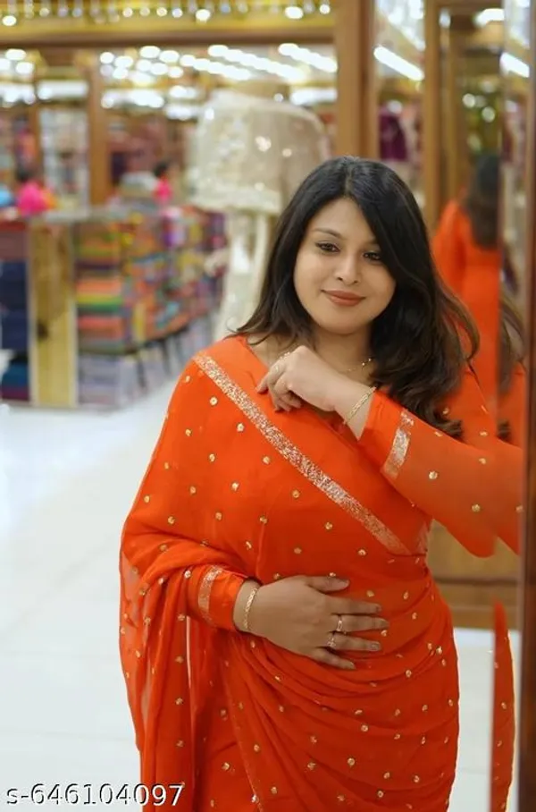 Orange_Georgette_Viscose_Saree_For_Women