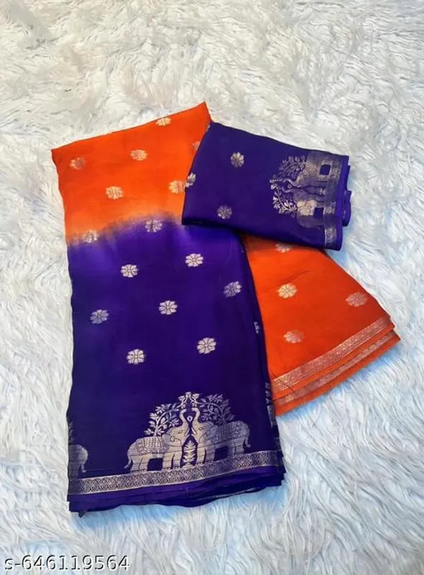 Orange_Georgette_Viscose_Saree_For_Women