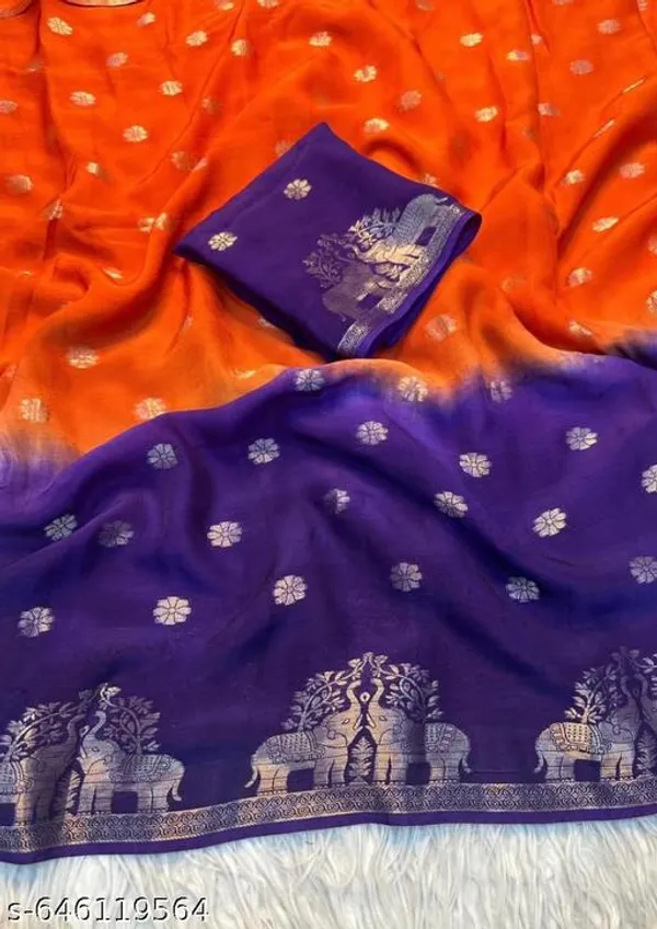 Orange_Georgette_Viscose_Saree_For_Women