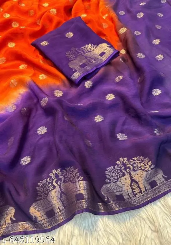 Orange_Georgette_Viscose_Saree_For_Women