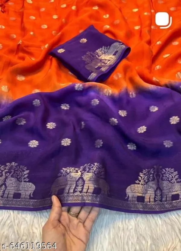 Orange_Georgette_Viscose_Saree_For_Women
