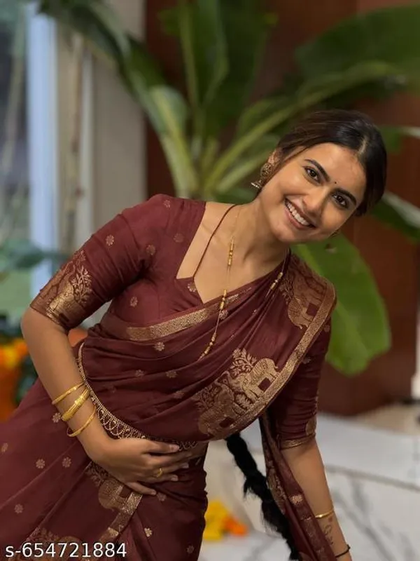 Brown_Georgette_Viscose_Saree_For_Women