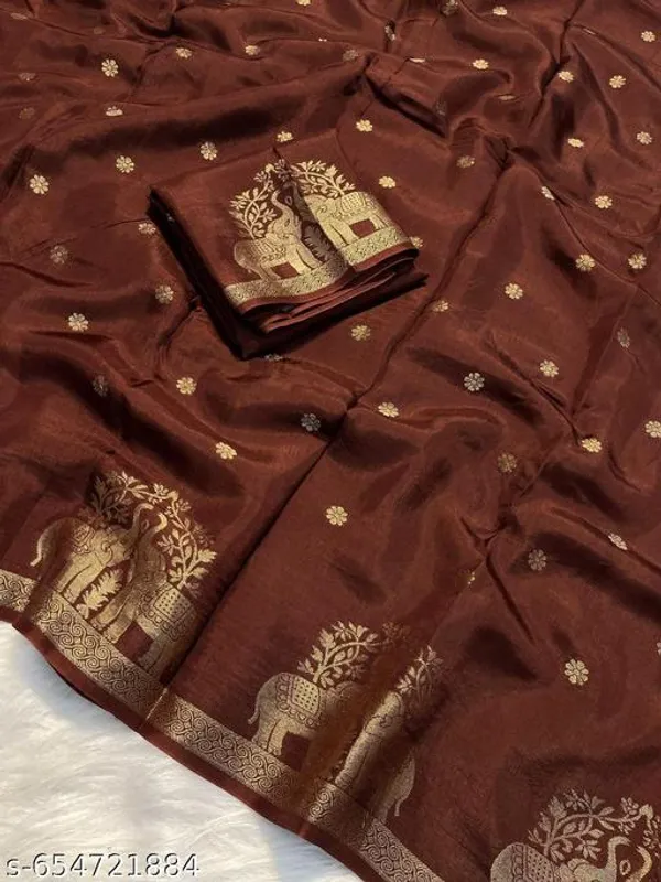 Brown_Georgette_Viscose_Saree_For_Women