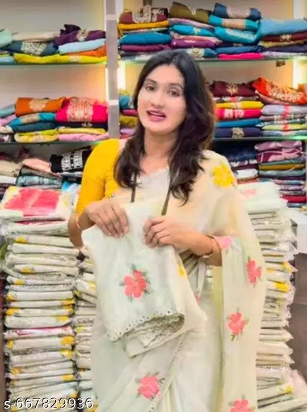 Off_White_Georgette_Viscose_Saree_For_Women