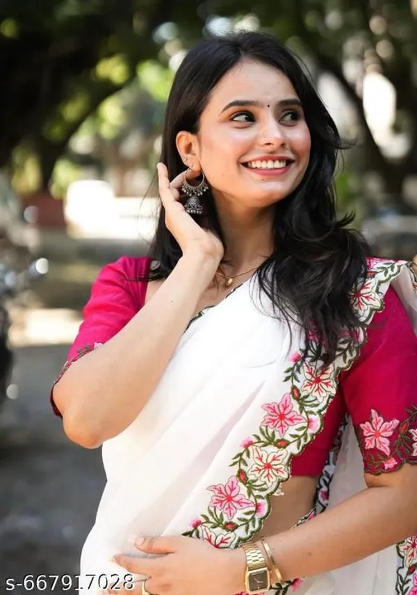 Pink_Georgette_Viscose_Saree_For_Women