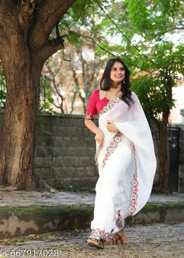 Pink_Georgette_Viscose_Saree_For_Women