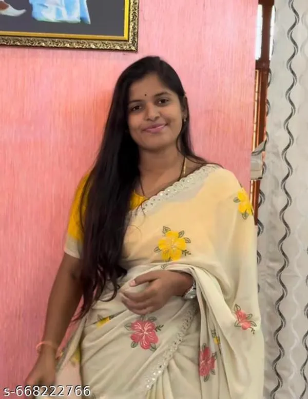 Yellow_Georgette_Viscose_Saree_For_Women