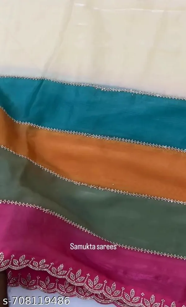 Green_Orange_&_Pink_Georgette_Viscose_Saree_For_Women