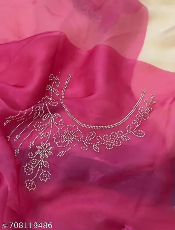 Green_Orange_&_Pink_Georgette_Viscose_Saree_For_Women