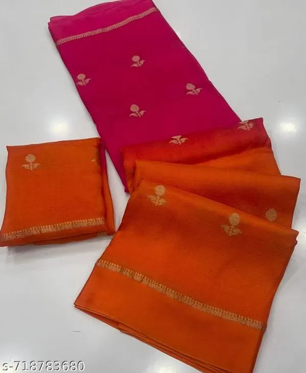 Orange_Georgette_Viscose_Saree_For_Women
